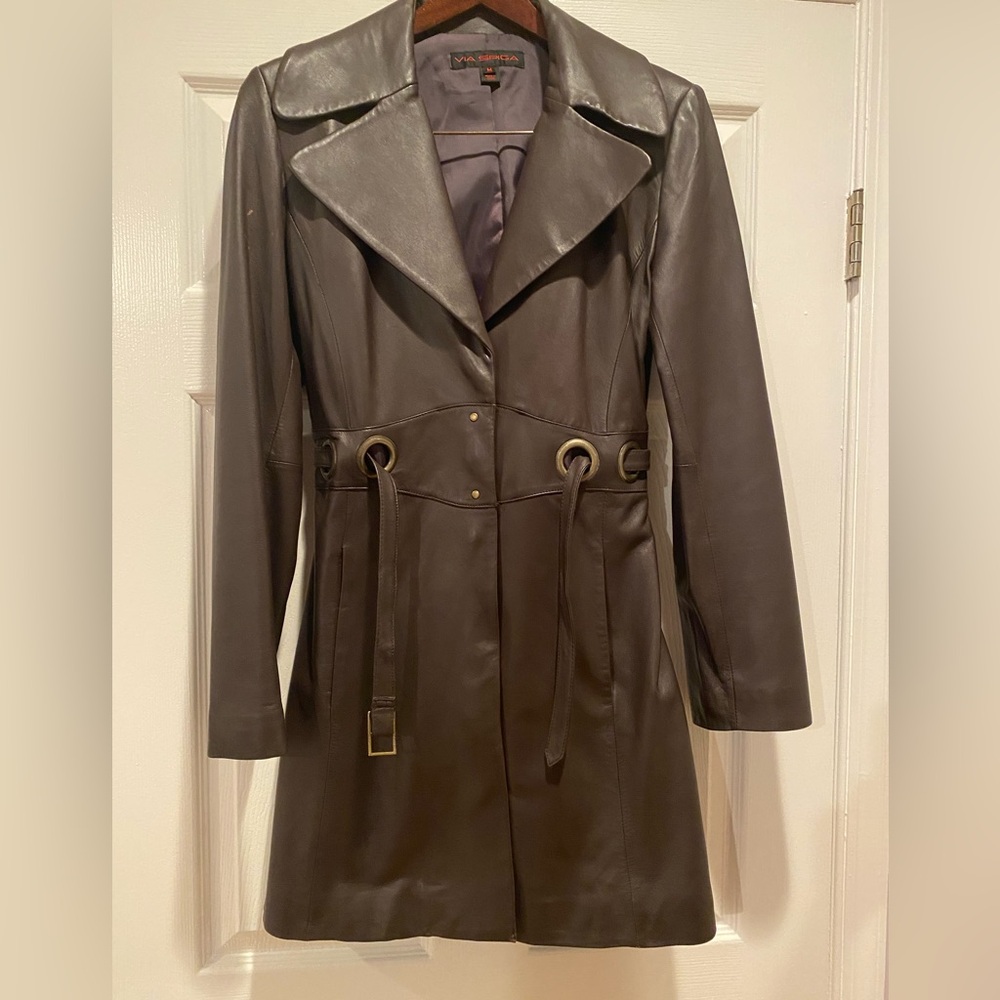 Via Spiga Leather Coat Size M